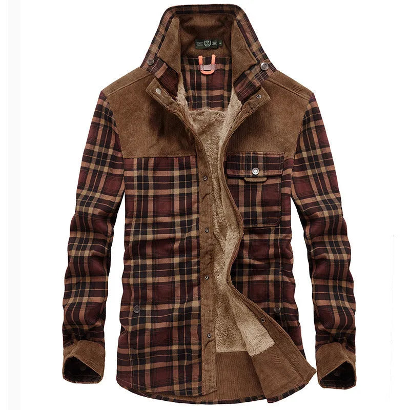 Business casual cotton shirt coat loose fit long sleeve black brown army colour men's coat