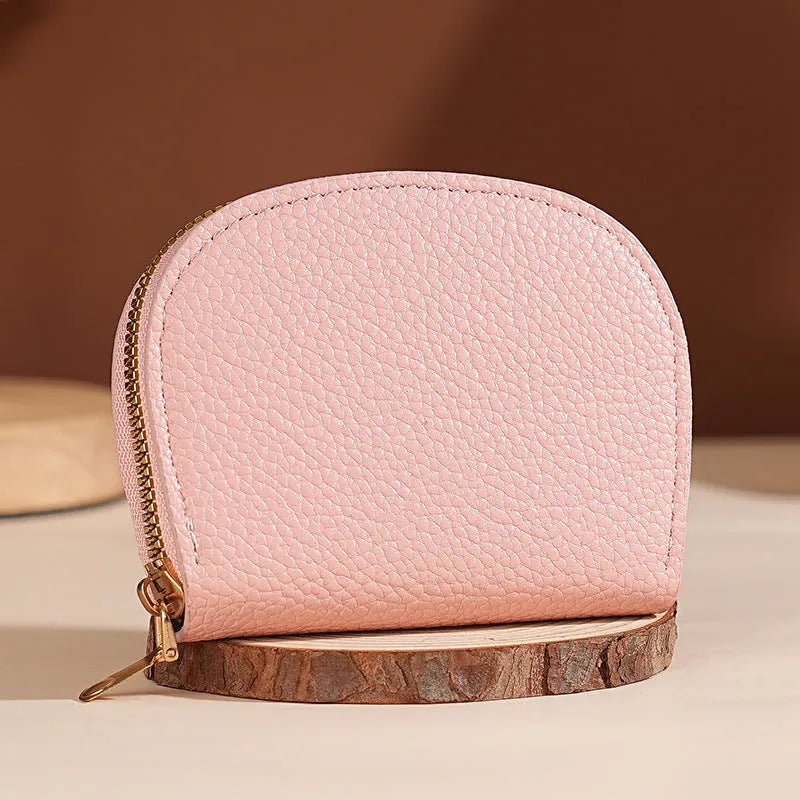 Ladies fashion shell card holder storage bag in PU leather, solid colour, unisex design