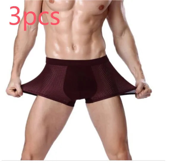 Men's ice silk modal boxer briefs with U convex design in black colour