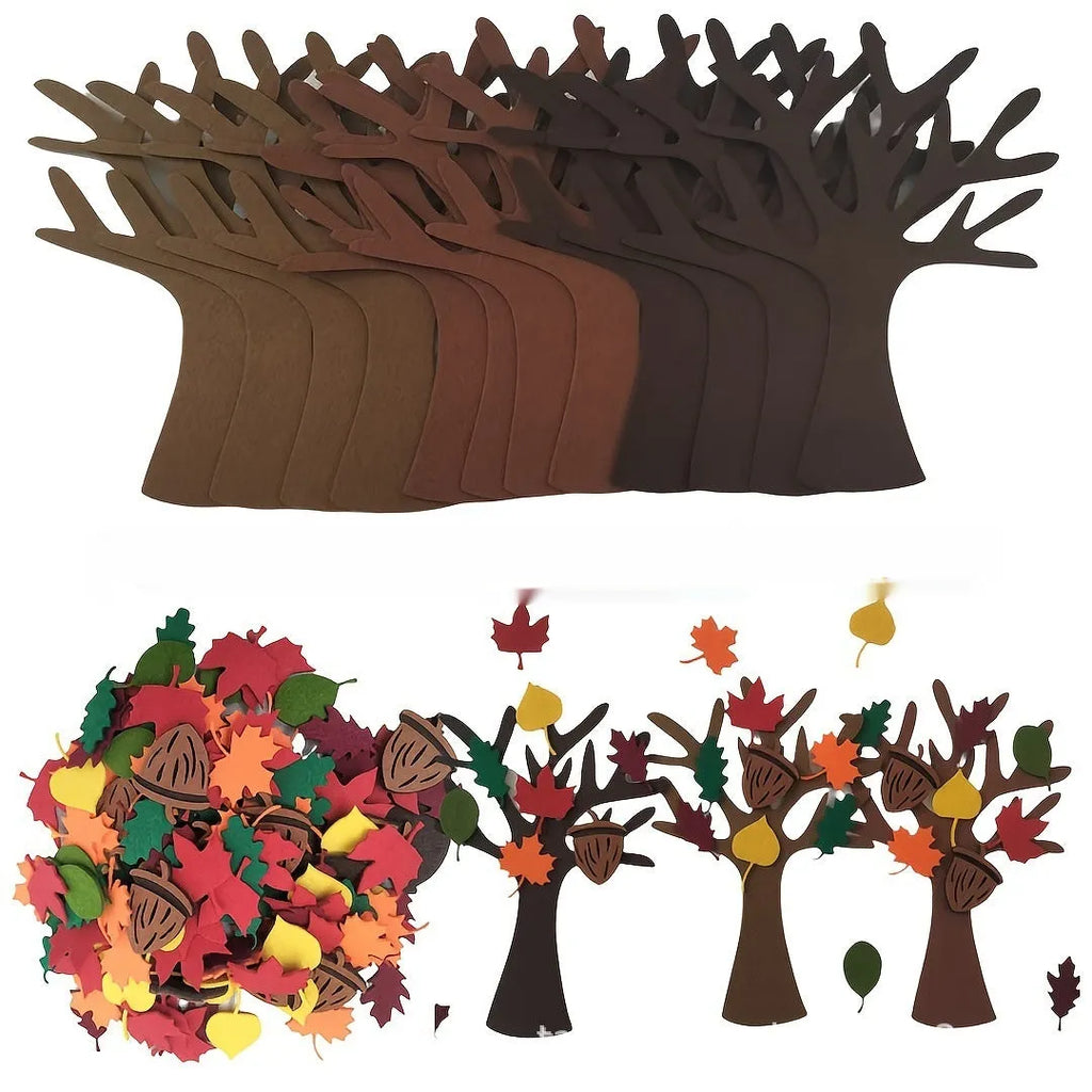 96 PCs felt tree handmade suit children wall hanging outfit with non-woven fabric pieces