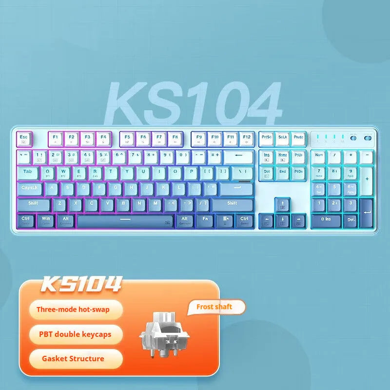 104-key mechanical keyboard in multiple colour options with RGB lighting and wired connection