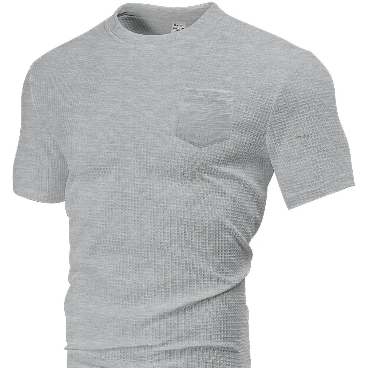 Men's loose casual short-sleeved T-shirt with pockets, large waffle fabric, grid pattern, available in seven colours and sizes S to XXXL