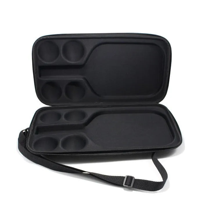 Black EVA pickleball paddle storage case with shoulder straps, showing dimensions of 45cm by 25cm.