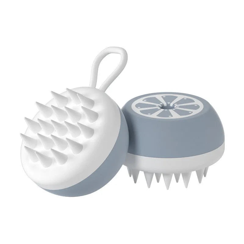 Yellow silicone pet bath brush with massage head design for dog and cat grooming
