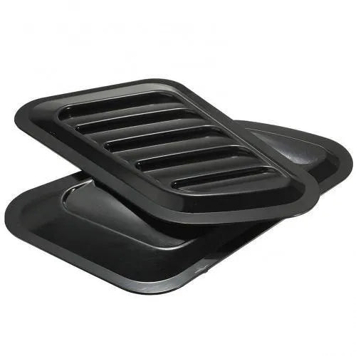 Car fake air outlet cover in ABS plastic, decorative body vent trim, black or white, 2-pack