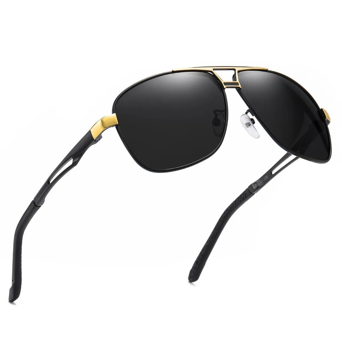 Men's orange red tinted aviator sunglasses with polarised lenses and thin metal frame on a plain background.