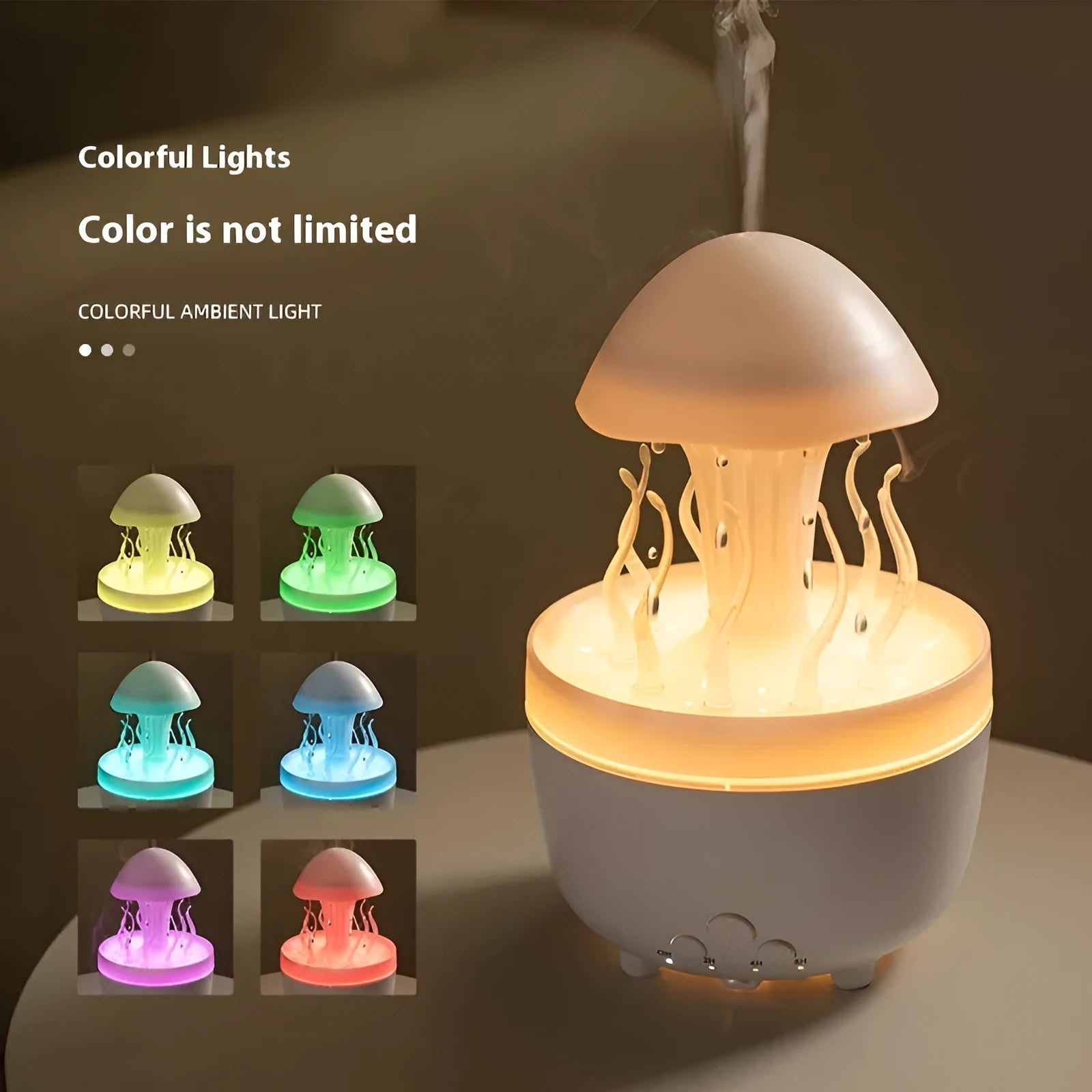 Rotating water drop aroma diffuser humidifier with colourful night light in a column design