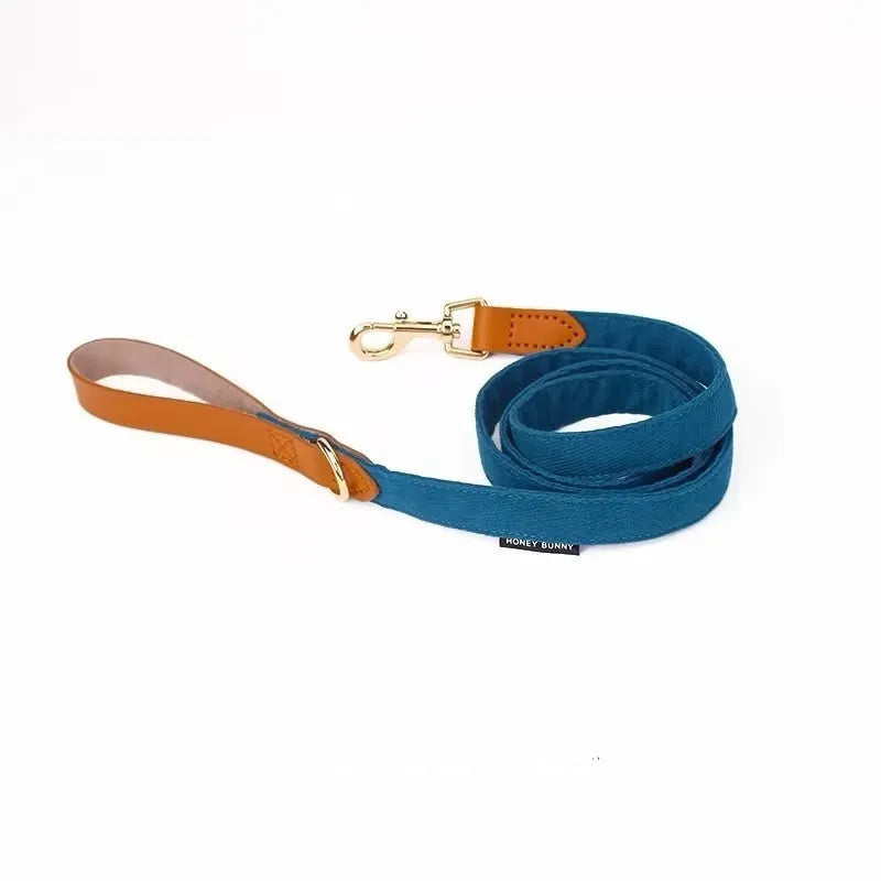 Dog bowknot collar and hand holding rope set in cream green