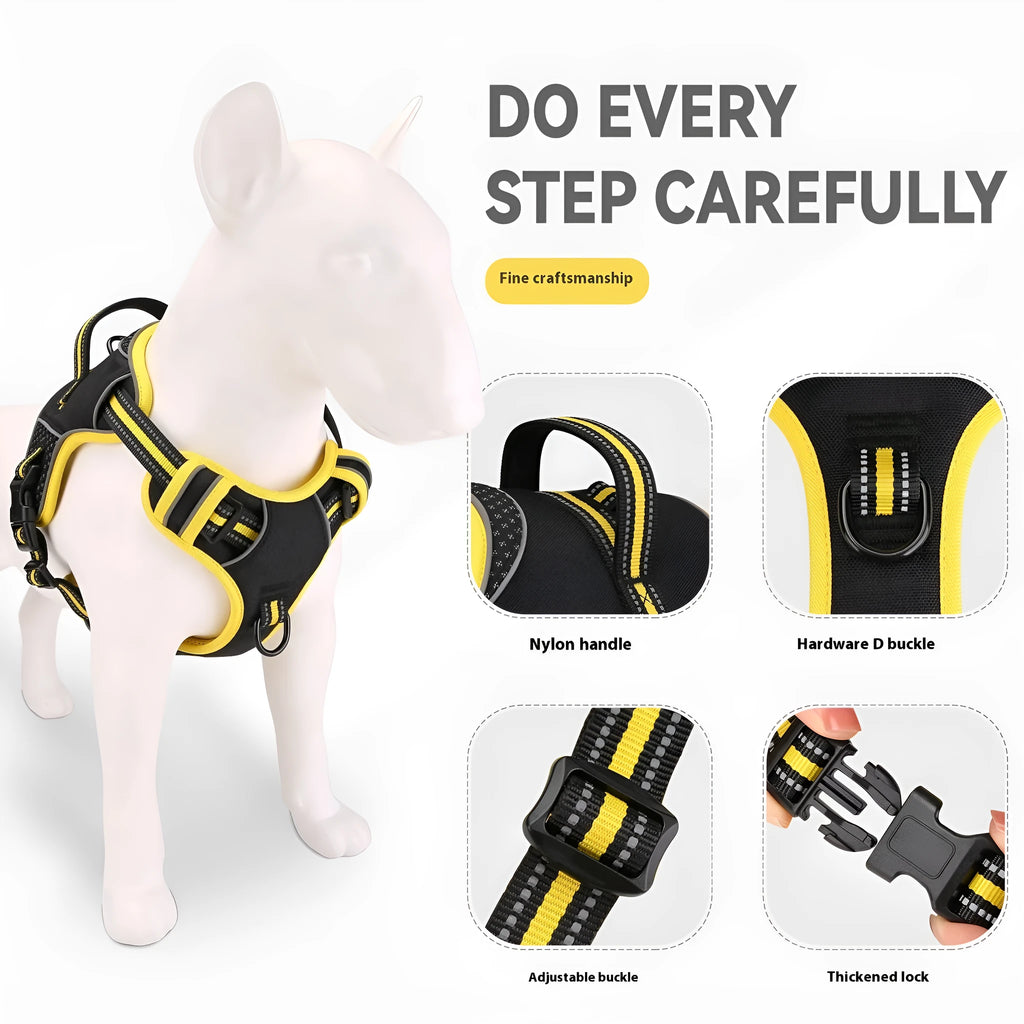 Orange polyester dog harness traction strap with anti-breaking design for outdoor training