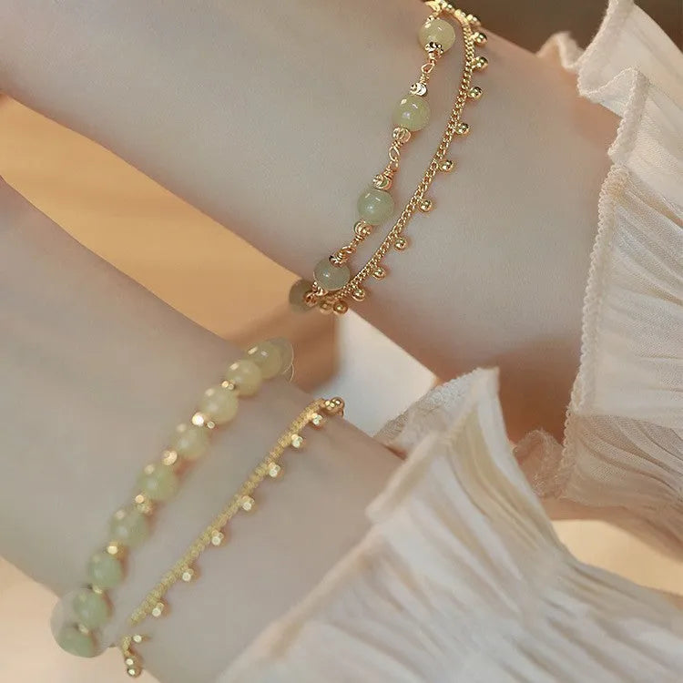 Hetian Jade bracelet with natural gemstone beads and princess running design