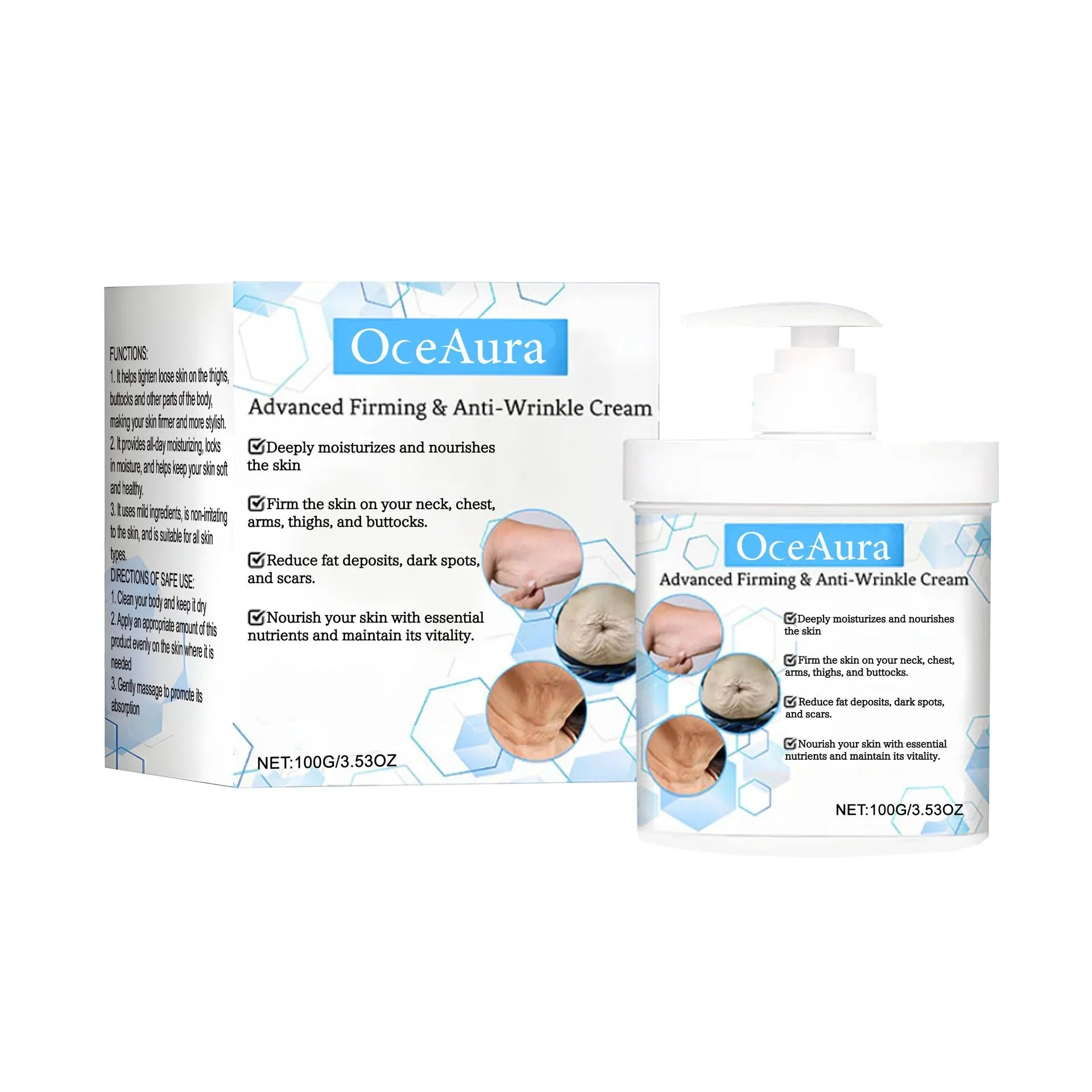 White tub of gentle moisturizing body cream 100g with hyaluronic acid and niacinamide