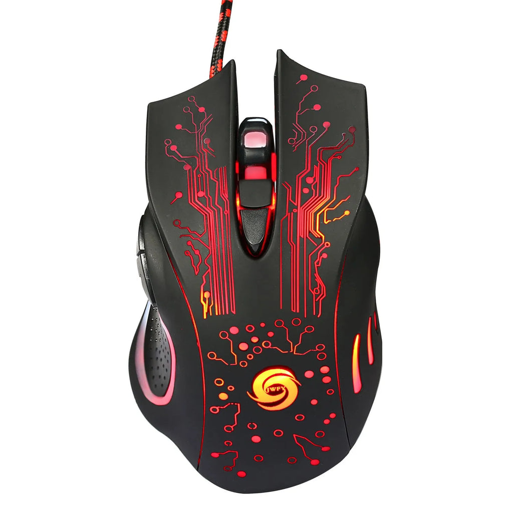 USB wired gaming mouse with 5500DPI adjustable resolution, 7 buttons, ergonomic design, LED backlight, 134x84x40mm