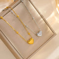 Love titanium steel necklace for women, ball bead chain, electroplated silver finish, geometric pendant