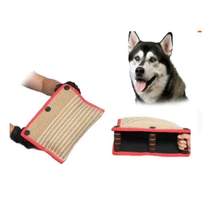 Dog biting sleeve training gear made from coarse jute material, 1000g puppy chew toy as shown colour