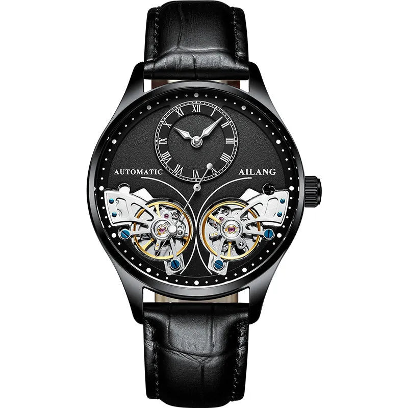 Seiko automatic men's watch with tourbillon and moon phase complications on wrist