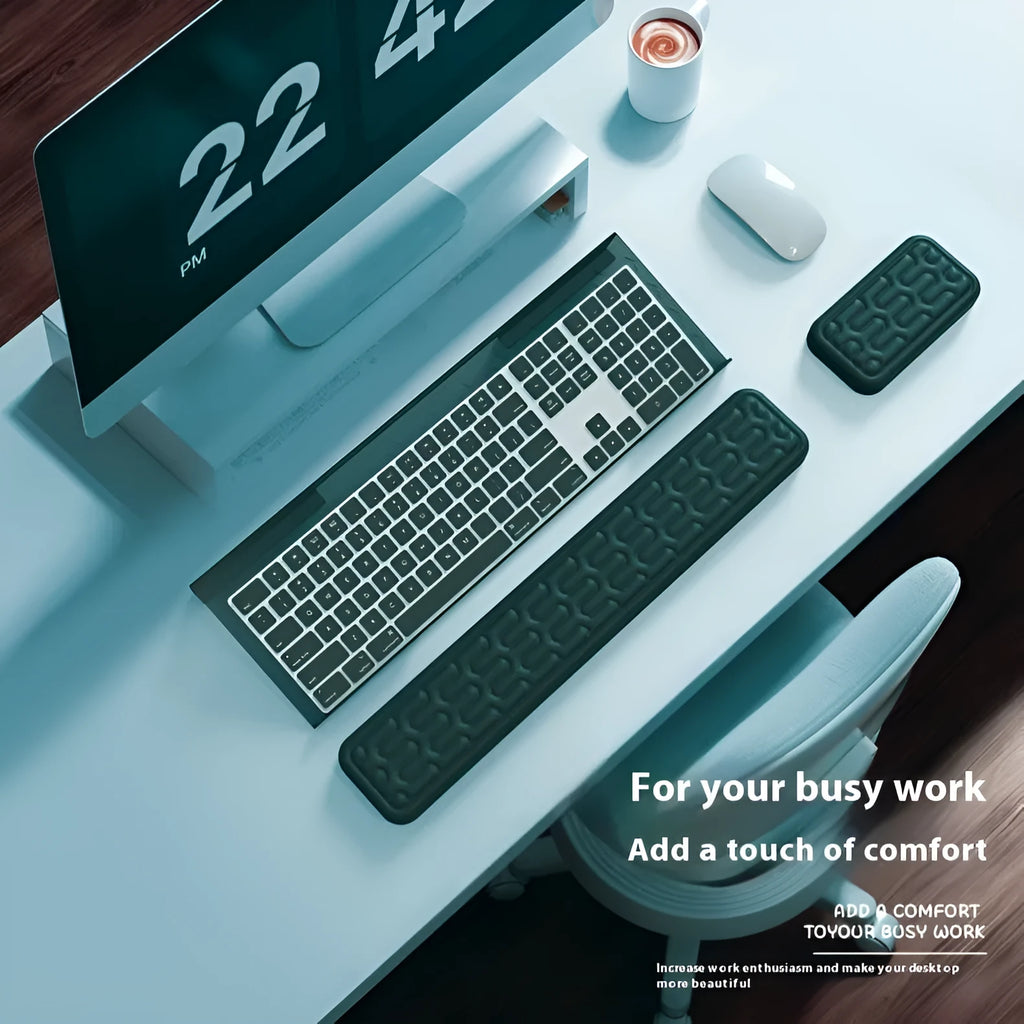 Double-sided keyboard mouse pad with memory foam wrist support in multiple colour options