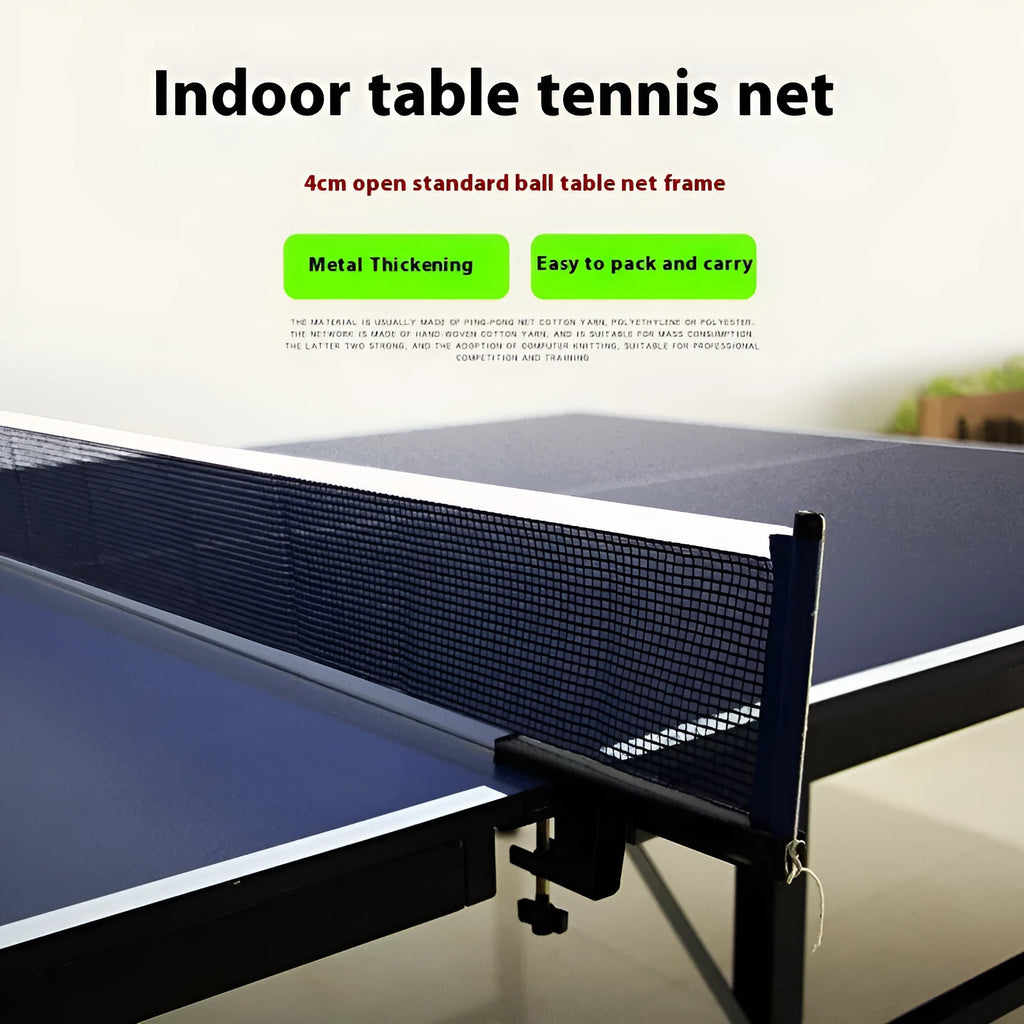 Universal large thickened clip and grid frame for table tennis net on indoor open grid table.