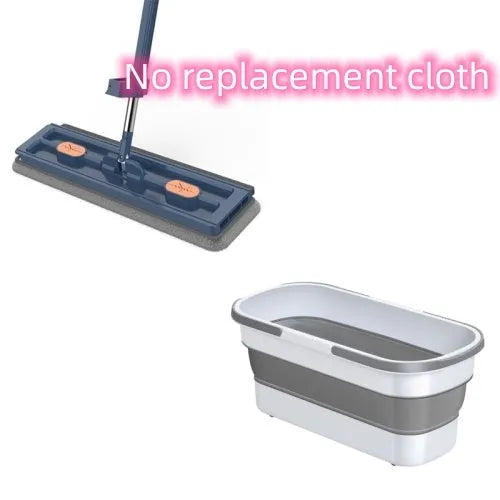 Large flat mop with 360 degree rotating head and stainless steel handle for home floor cleaning