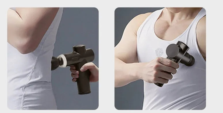 Black fascia gun with silicone head and ABS body for muscle recovery USB powered