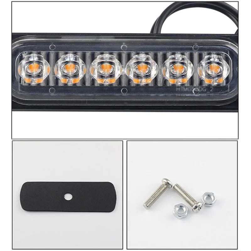 6LED flashing side light for pickup truck, 12V 10W aluminium alloy side warning lamp, 118 x 28mm