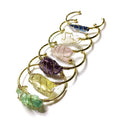 Natural crystal rough stone bracelet with gold geometric winding in bohemian ethnic style