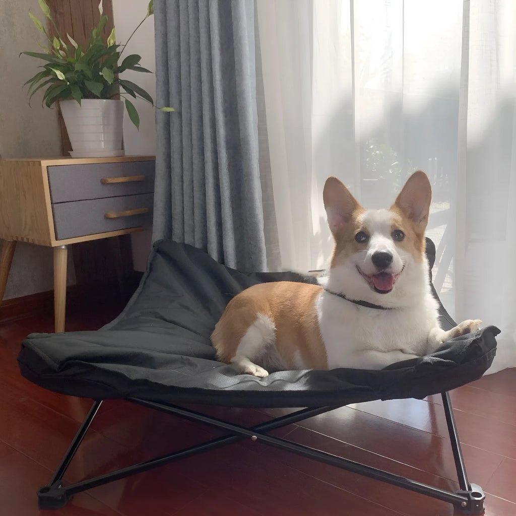 Oxford cloth pet nest with iron pipe frame in brown, black or cool grey, medium or large size