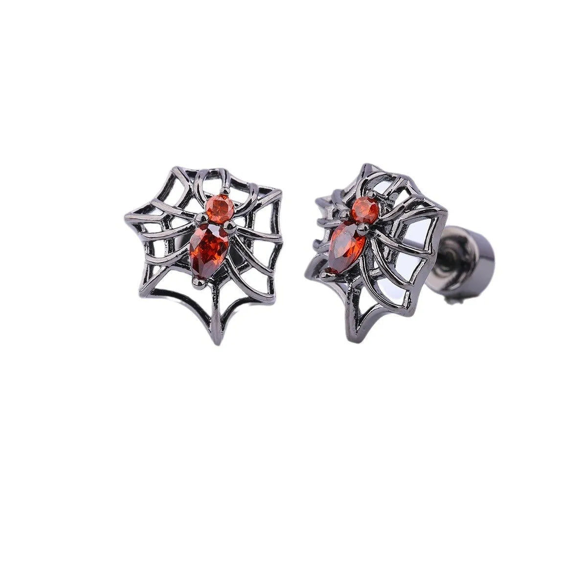316L stainless steel Halloween drop earrings with real gold plating, skull and devil eye design, 6cm length, unisex
