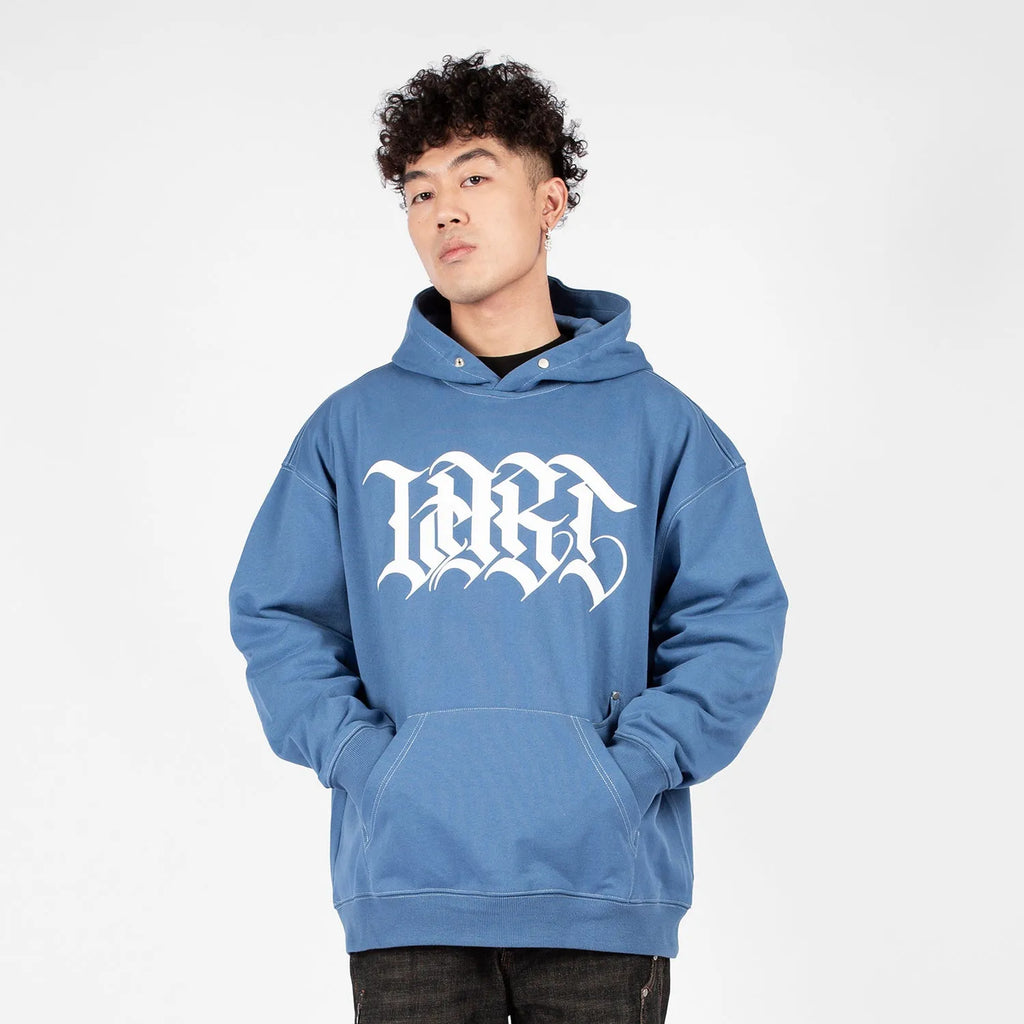 Yi Guo Trend couple casual loose hoodie in cotton, blue colour, hooded collar, autumn wear