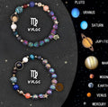 Adjustable natural stone beaded bracelet on wrist with sliding knot, representing a zodiac sign.