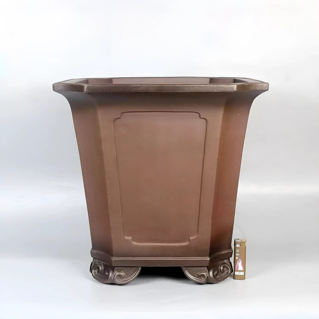 Ceramic antique style redware flowerpot in purple sand finish, 40x40x40cm, for household plants