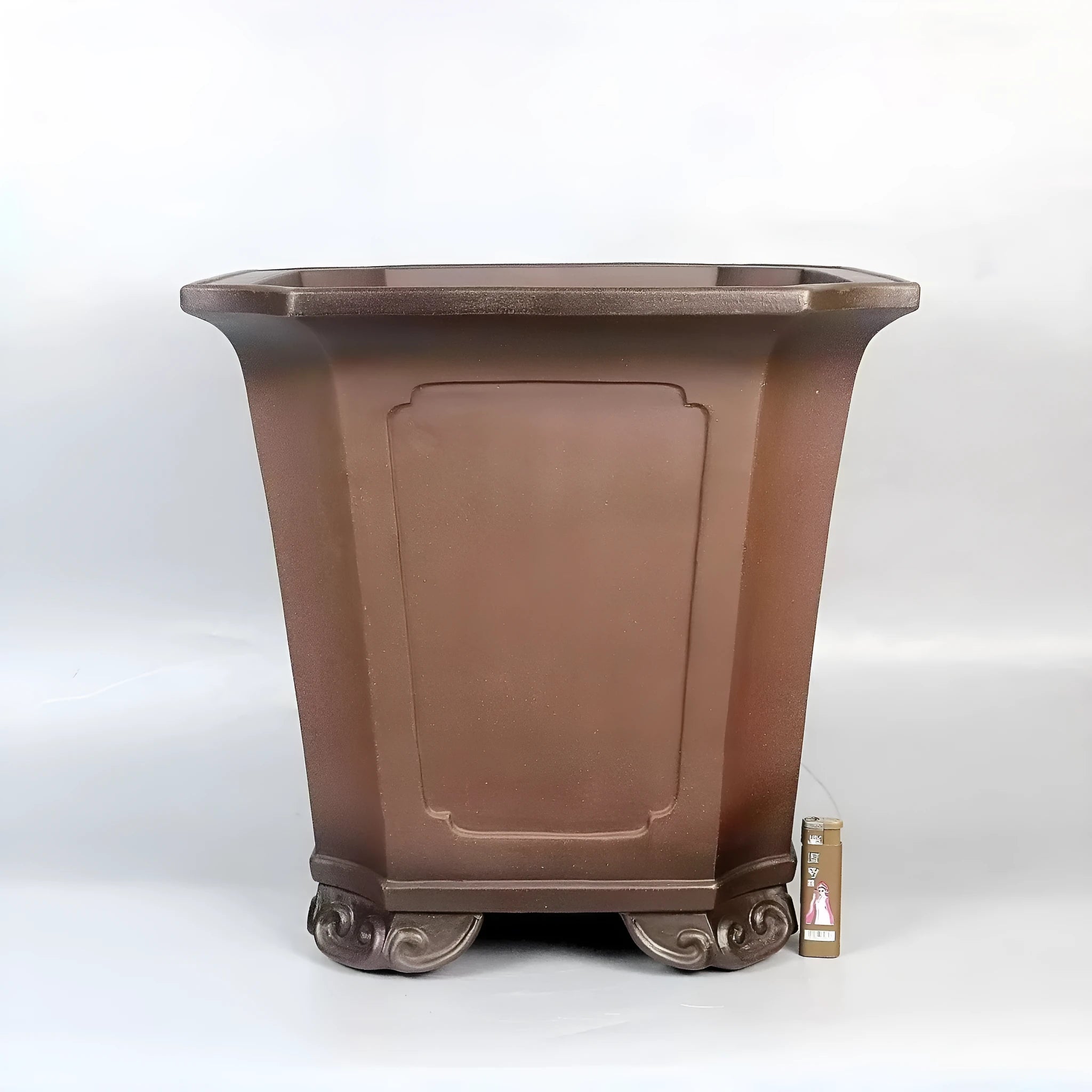 Ceramic antique style redware flowerpot in purple sand finish, 40x40x40cm, for household plants