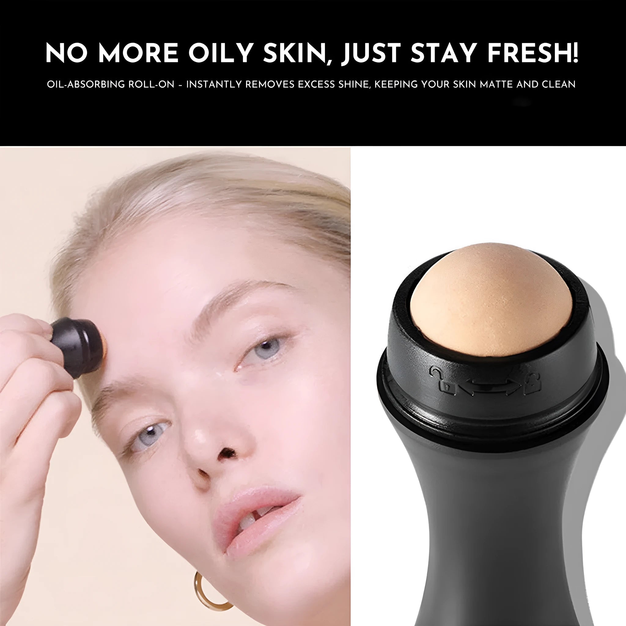 Volcanic stone oil control roller in black, green, pink or white for reusable facial skincare.