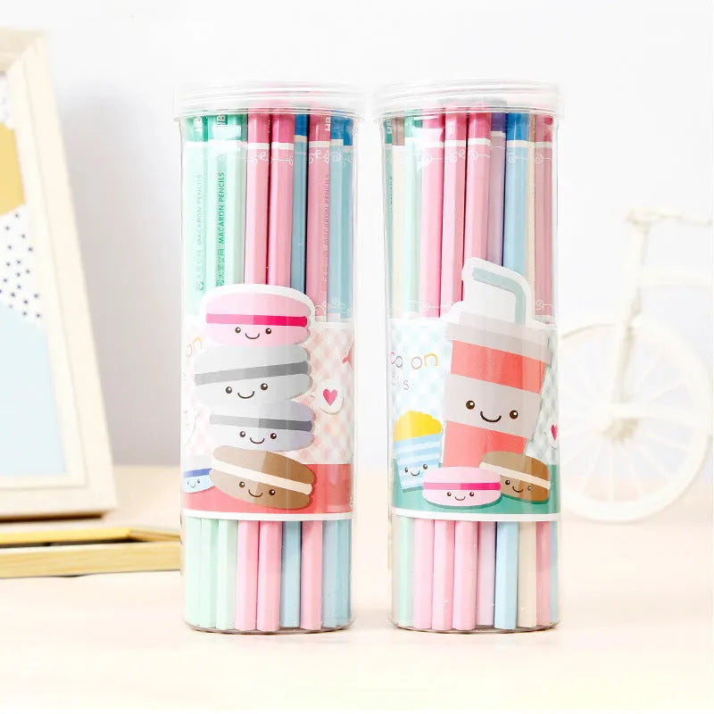 Set of 50 wooden basswood pencils with six-angled shape and HB refills.