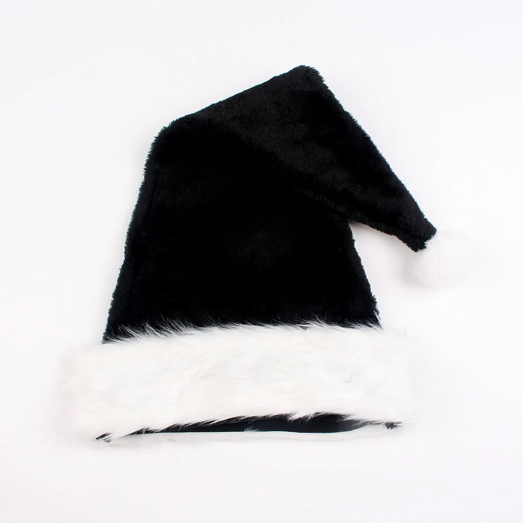 Polyester thickened plush Christmas hat in red and black, 56x30 cm, European classical style