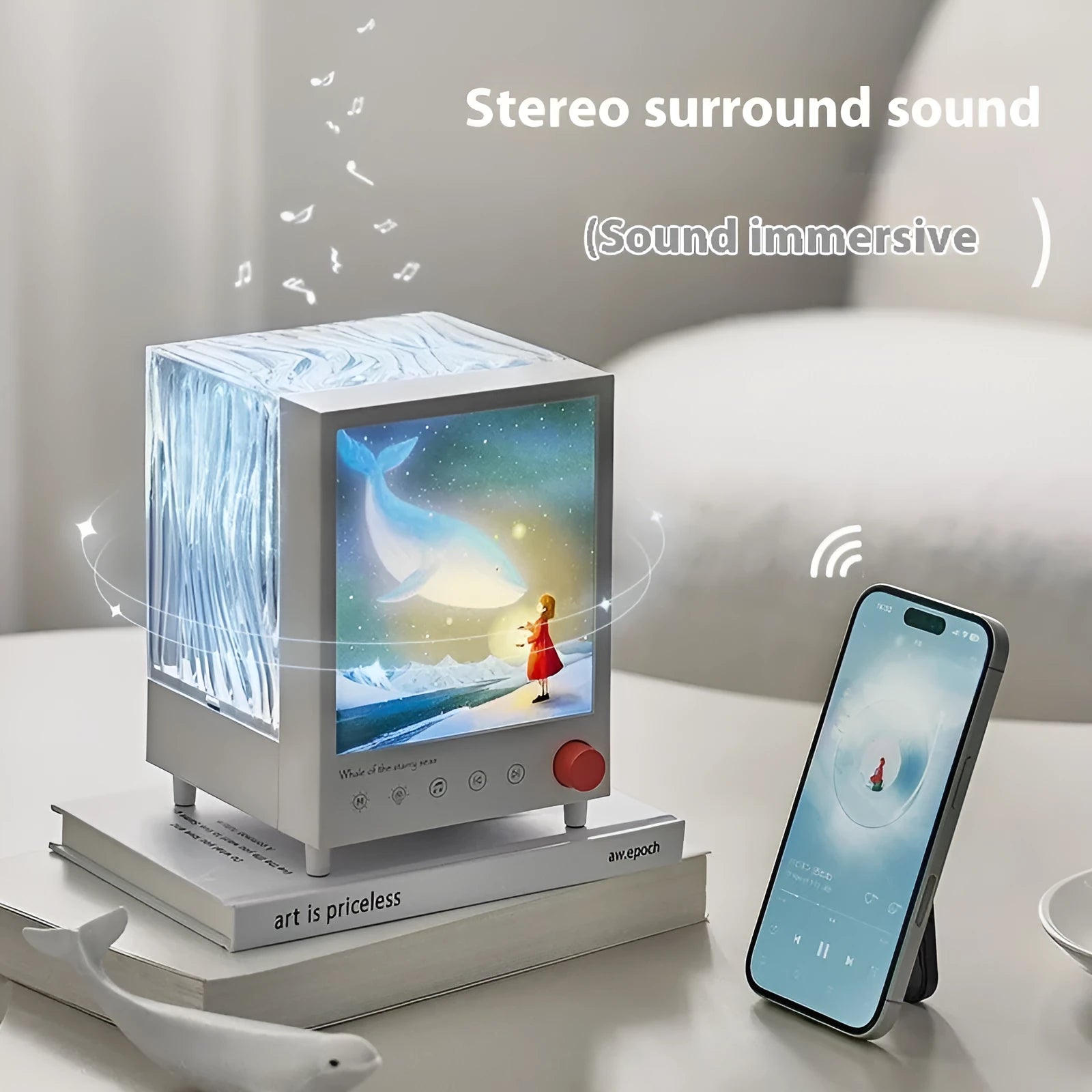 Aurora Treasure Box atmosphere projection lamp showing Star Sea Whale light effect.