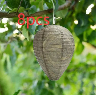 White paper beehive lantern with wire frame, measuring 22cm by 28cm, shown expanded.