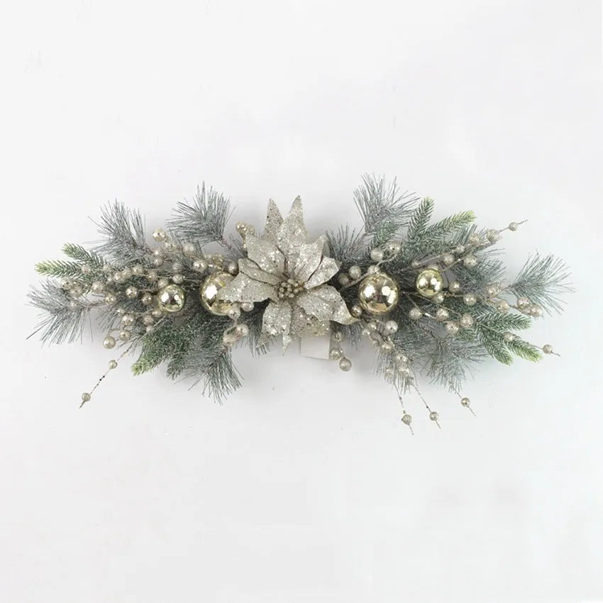 Plastic Christmas door hanging set with rattan, garland, lintel and upside-down tree in multiple sizes