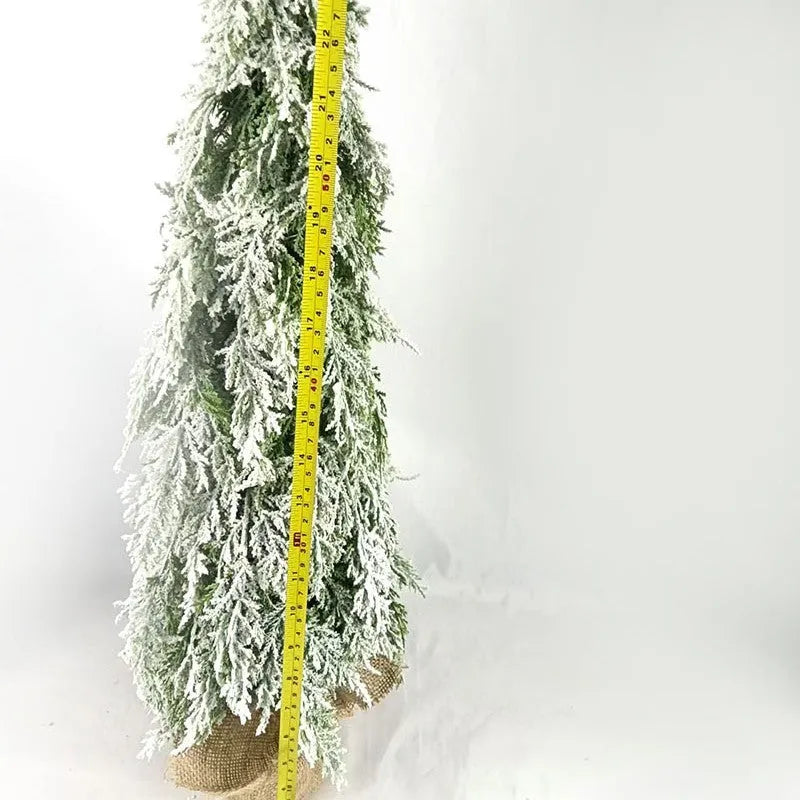 24-inch green artificial Christmas tree with integrated lights and PE snow sprayer decoration