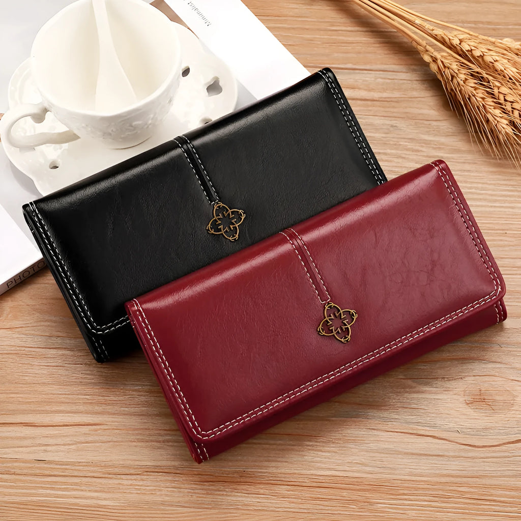 Student Lady Multi-functional New Clutch Cross-body Wallet Solid Colour PU Lining Daily Matching Black Pink Brown Dark Blue Yellow Taro Purple Wine Red Dark Green Sewing Line Detail