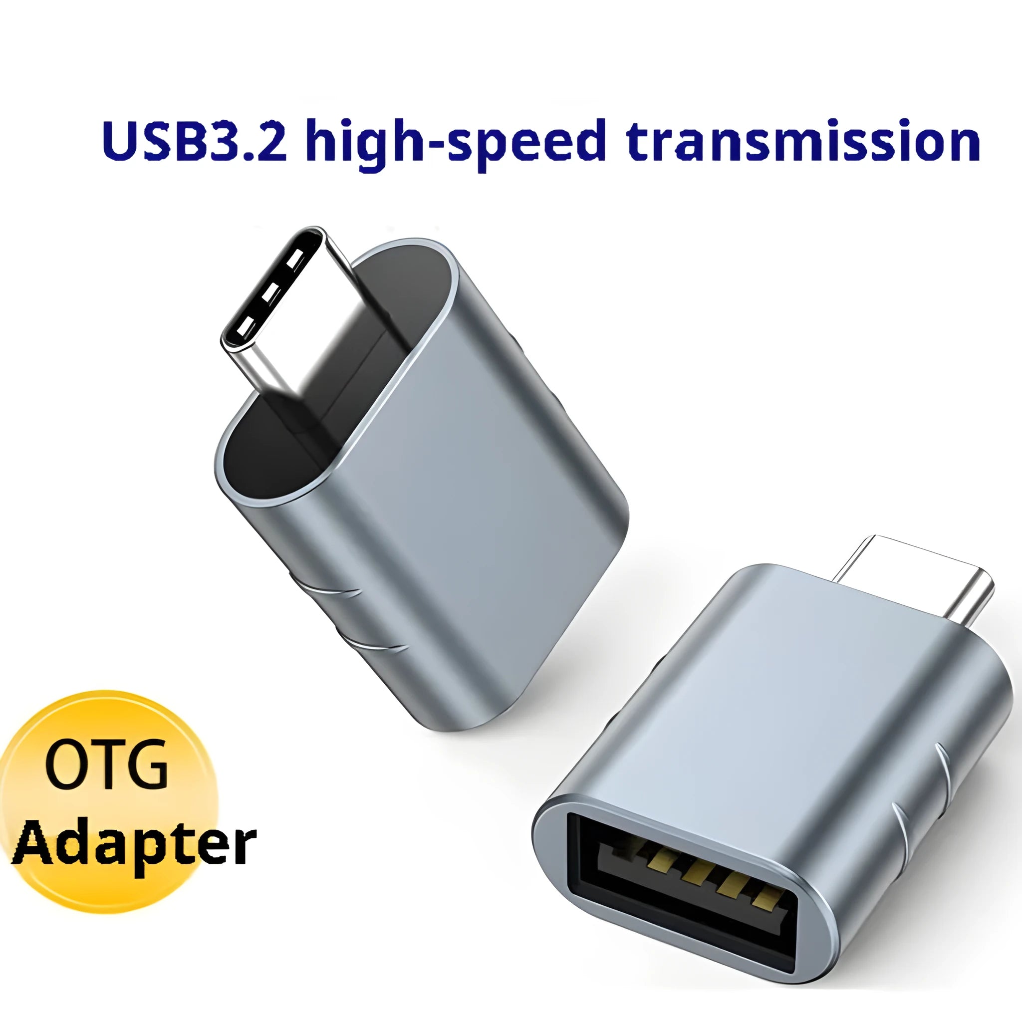 USB C to USB A adapter in metallic colours with zinc alloy housing for 10Gbps data transfer