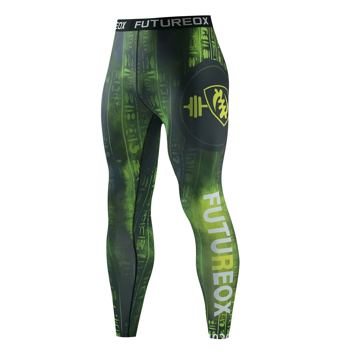 Man wearing a slim fit, long sleeve ZF016 printing style sports suit for running and fitness activities.