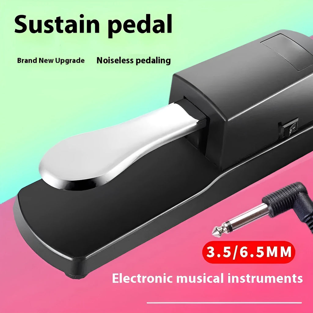 Universal single leg sustain pedal for electronic keyboards made from black ABS plastic