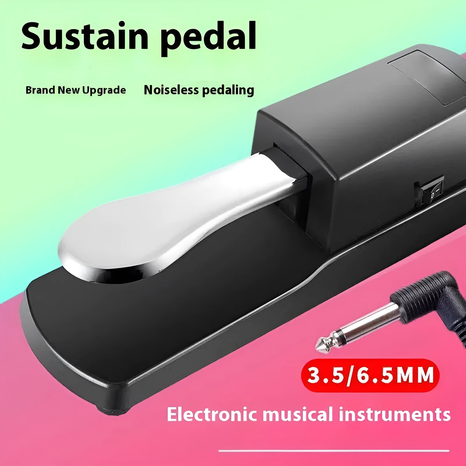 Universal single leg sustain pedal for electronic keyboards made from black ABS plastic