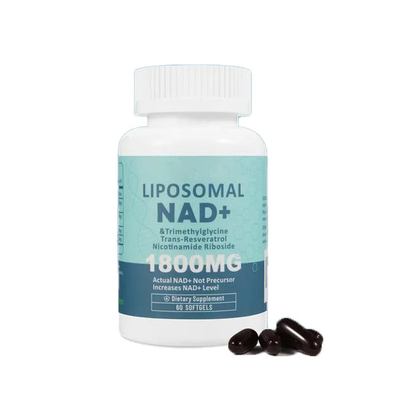 Bottle of nicotinamide mononucleotide NMN gel capsules supplement with 60 or 120 count options.