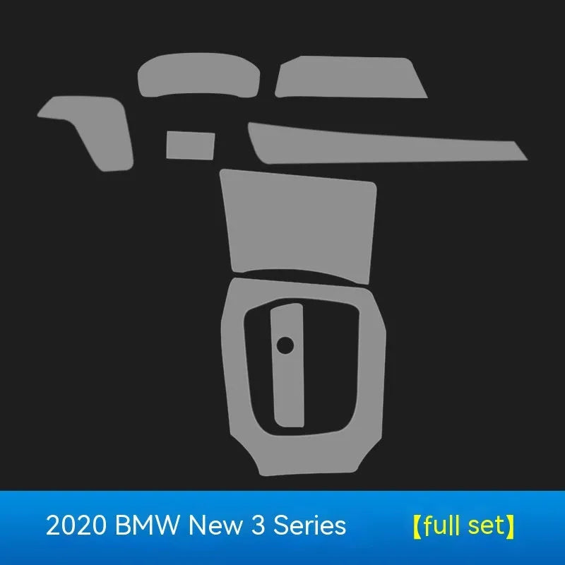 Transparent TPU protective film for BMW 3 Series centre console and gear selector scratch protection