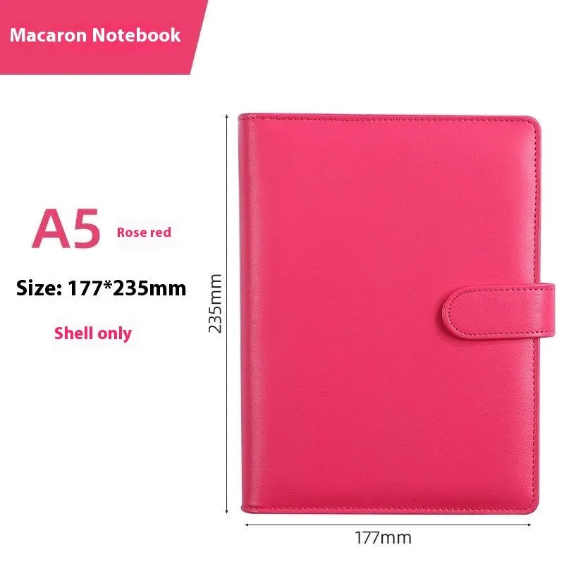 A5 PU leather zipper binder notebook shell in a solid colour.