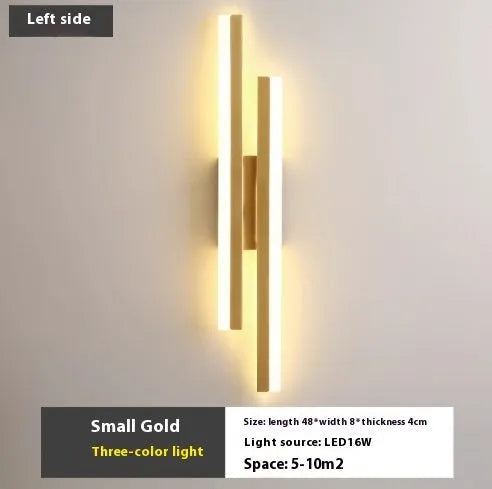 Minimalist Scandinavian-style LED wall light with acrylic shade in black or gold finish