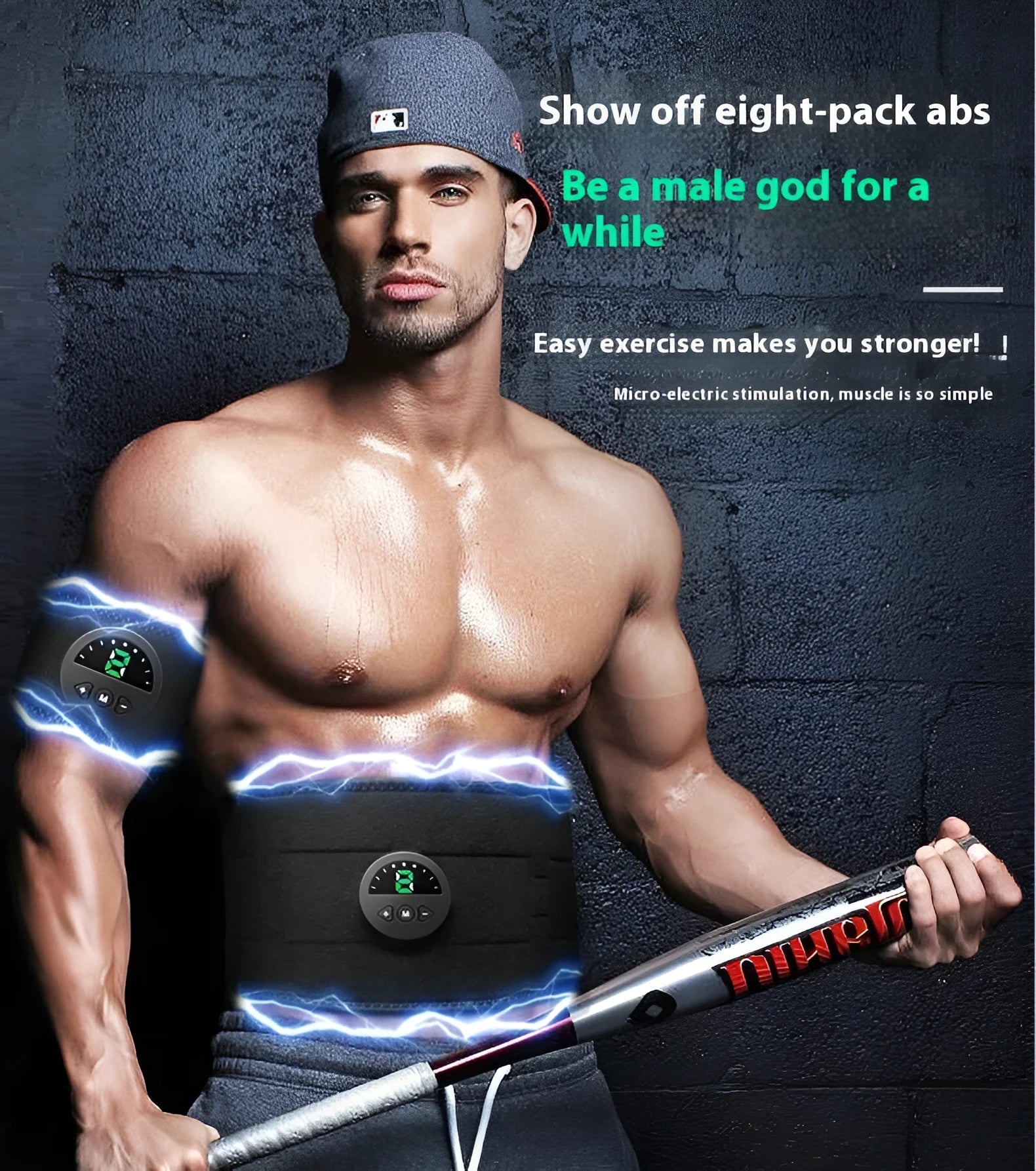 Electric fitness shaping belt with display screen and long adjustable strap for waist and abdomen workouts