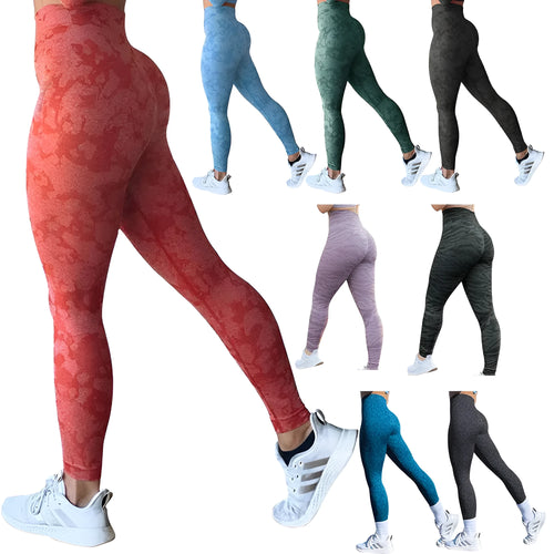 Women's push up booty leggings in leopard print and camouflage patterns for fitness activities