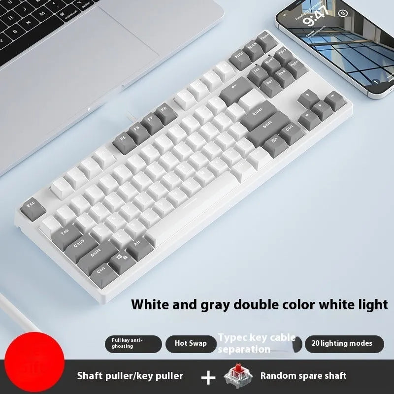 87-key wired mechanical keyboard with two-colour backlighting and hot-swappable switches